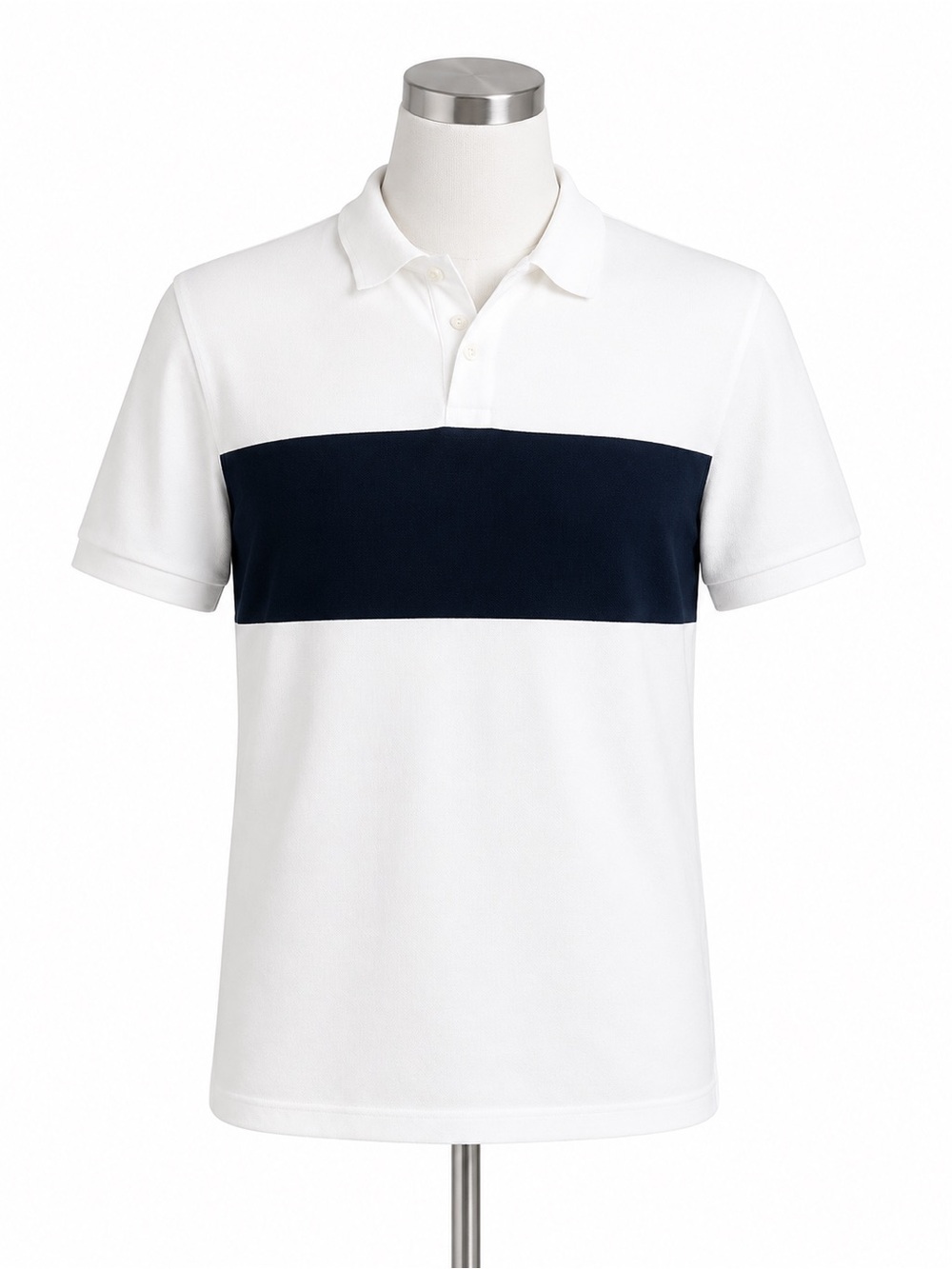 Brand New Zara Men's White Polo with Navy Chest Band